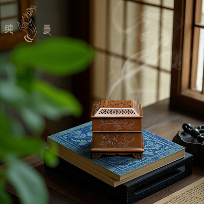 庆松堂苏工铜炉名家胡庆松制紫铜覆古方刻花印香炉打香篆礼佛薰香