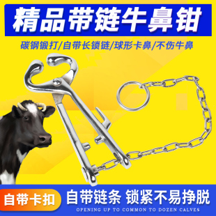 耐尔尼带链牛鼻钳养牛场设备牛用打孔穿孔钳牛鼻子牵引扣牛鼻钳子