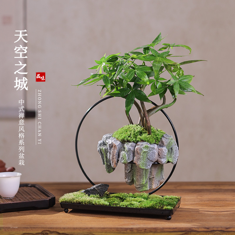 悬浮天空之城盆景办公室桌面盆栽