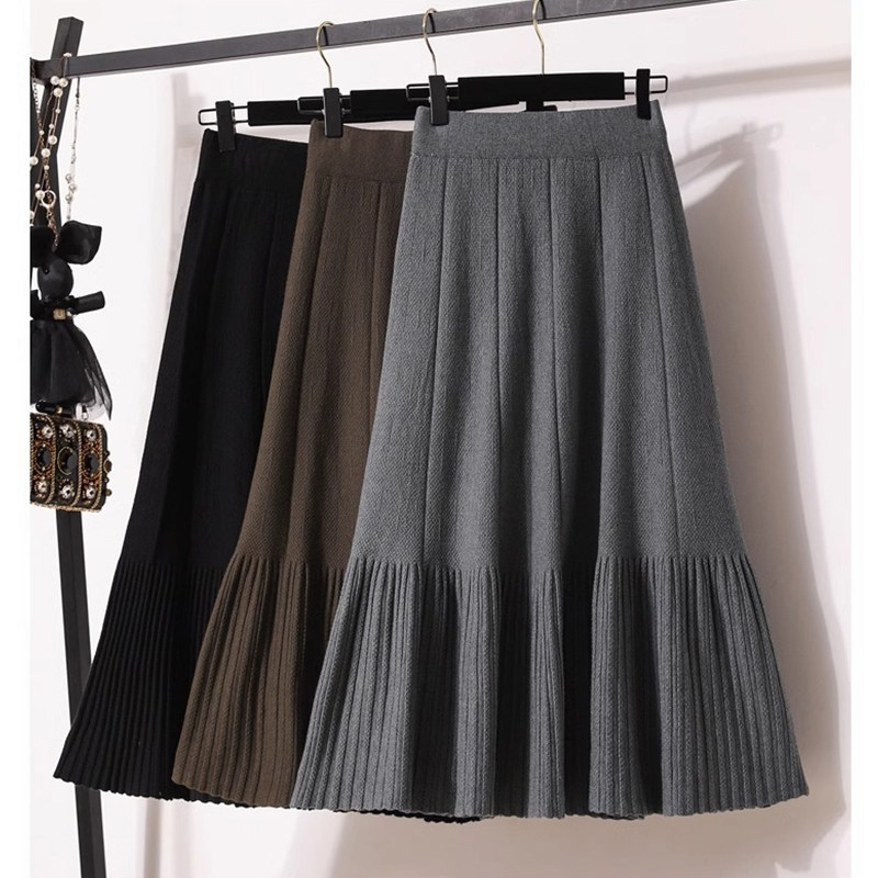 百褶半身裙女春秋2025新款时尚气质高腰a字显瘦中长款针织鱼尾裙,女装/女士精品,半身裙,淘宝优惠券,粉丝福利购,淘宝优惠卷