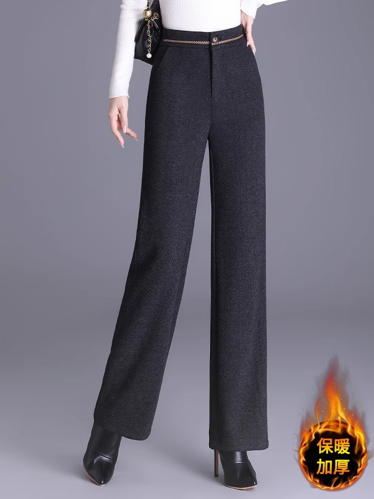羊毛呢直筒裤女秋冬季2025新款加绒保暖高腰垂感显瘦窄版阔腿裤,女装/女士精品,休闲裤,淘宝优惠券,粉丝福利购,淘宝优惠卷