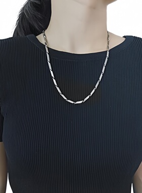 酷女孩菱形钛钢项链女潮酷ins风设计感小众锁骨链百搭嘻哈首饰配
