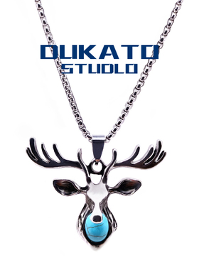 麋鹿项链男钛钢一路有你吊坠日韩潮男饰品复古土酷潮嘻哈百搭情侣