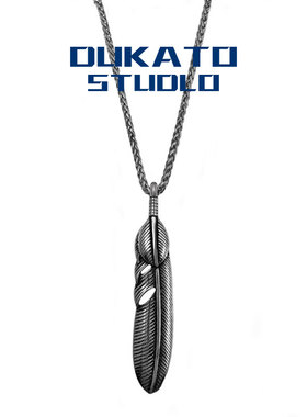 DUKATO新品钛钢羽毛项链欧美 ins风情侣朋克嘻哈吊坠男女百搭链子