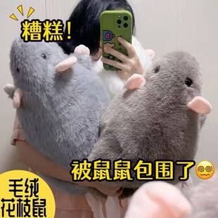 可爱毛绒大老鼠玩偶抱枕真花枝鼠毛绒玩具搞怪礼物豚鼠公仔女生