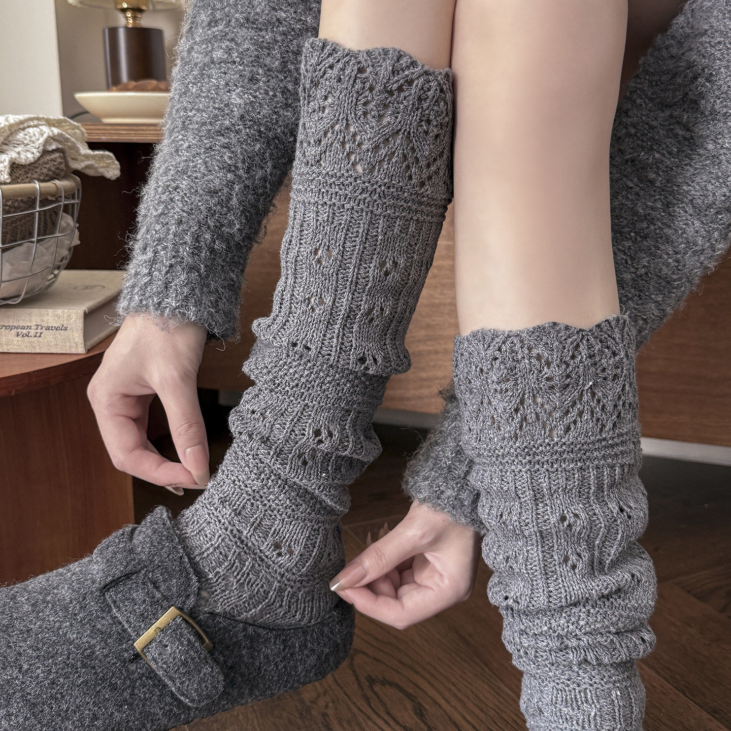 灰色小腿袜女秋冬加厚针织长筒袜保暖格雷系冬天搭配勃肯鞋堆堆袜,女士内衣/男士内衣/家居服,长筒袜,淘宝优惠券,粉丝福利购,淘宝优惠卷