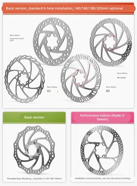 山地车160mm刹车碟片140自行车180碟刹片203六钉HS1 g3刹车片RT56