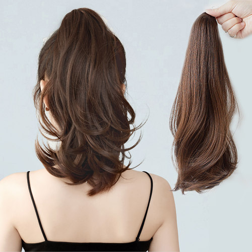 假发女短马尾卷发绑带式超轻发