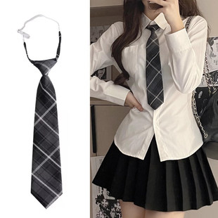 黑色领带女款复古jk日系学院风格子免打领结dk男懒人衬衫短款配饰