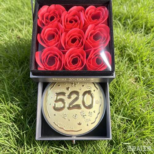 【520礼物】黄金520金饼高级鲜花礼盒送女朋友礼物摆件礼品