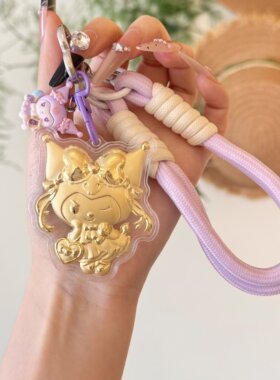 水贝低克黄金20mg俏皮库洛米招财送礼物手机链挂绳钥匙扣新年挂件
