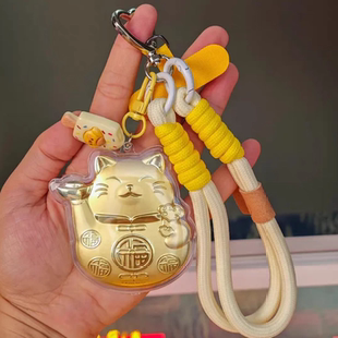 足金999黄金20mg财神爷招财猫财神到手机链挂绳钥匙扣包包挂件