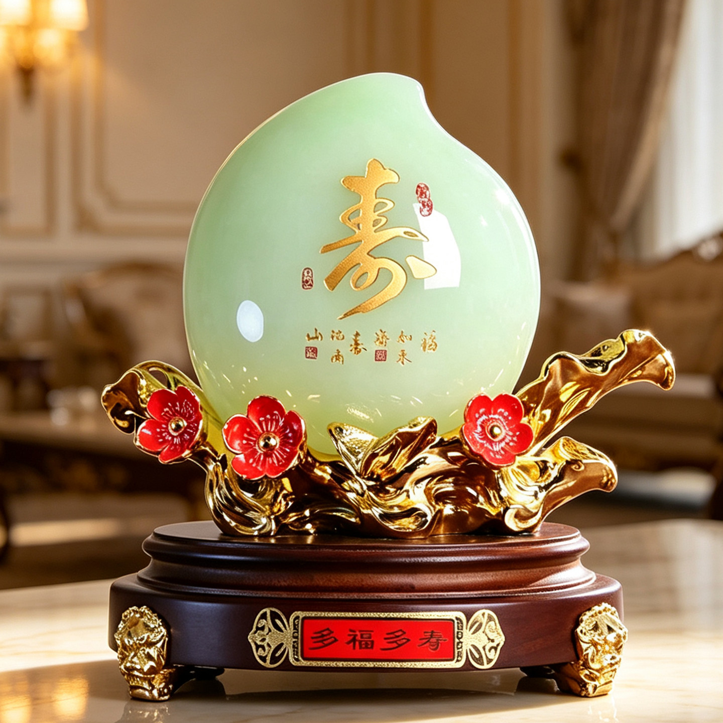 琉璃寿桃摆件长辈老人生日爷爷奶奶60 70 80大寿礼物祝寿贺寿礼品