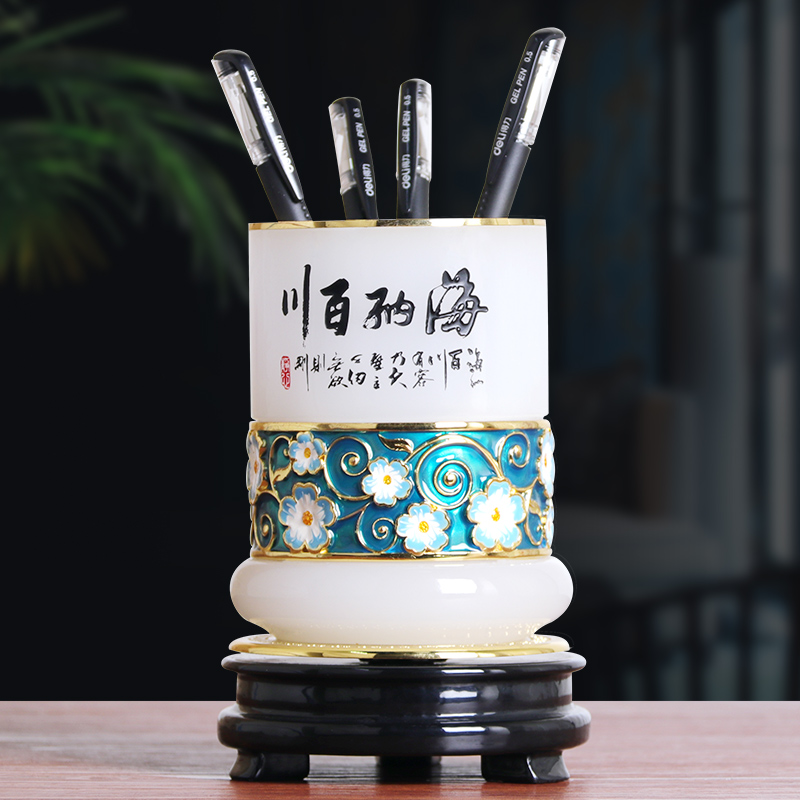 森木桐琉璃珐琅彩笔筒摆件毕业季