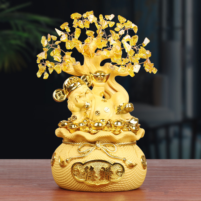 招财财神水晶发财树存钱罐摆件客厅办公室装饰品店铺乔迁开业礼品,家居饰品,桌面摆件,淘宝优惠券,粉丝福利购,淘宝优惠卷