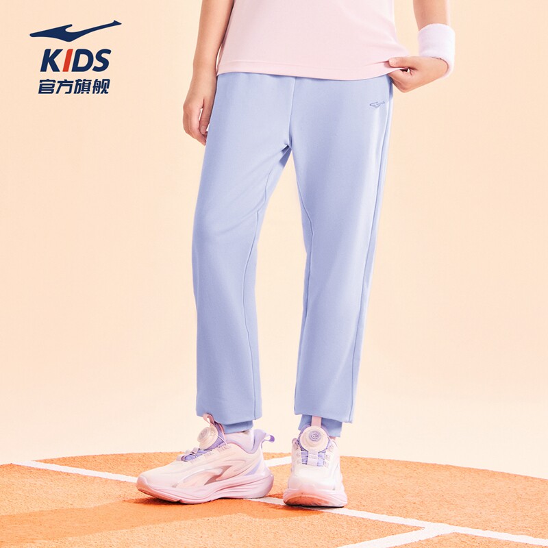 鸿星尔克童装儿童纯棉休闲长裤春季女童运动裤青少年中大童裤子