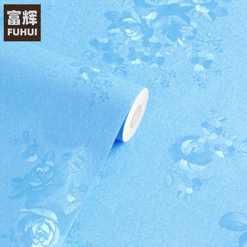 北欧蓝色自粘墙纸PVC卧室客厅餐厅电视背景墙纯色防水防潮壁纸