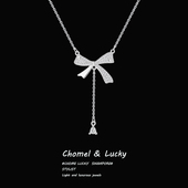 「流苏蝴蝶结」S999银项链气质轻奢女锁骨小众高级感闺蜜生日礼物