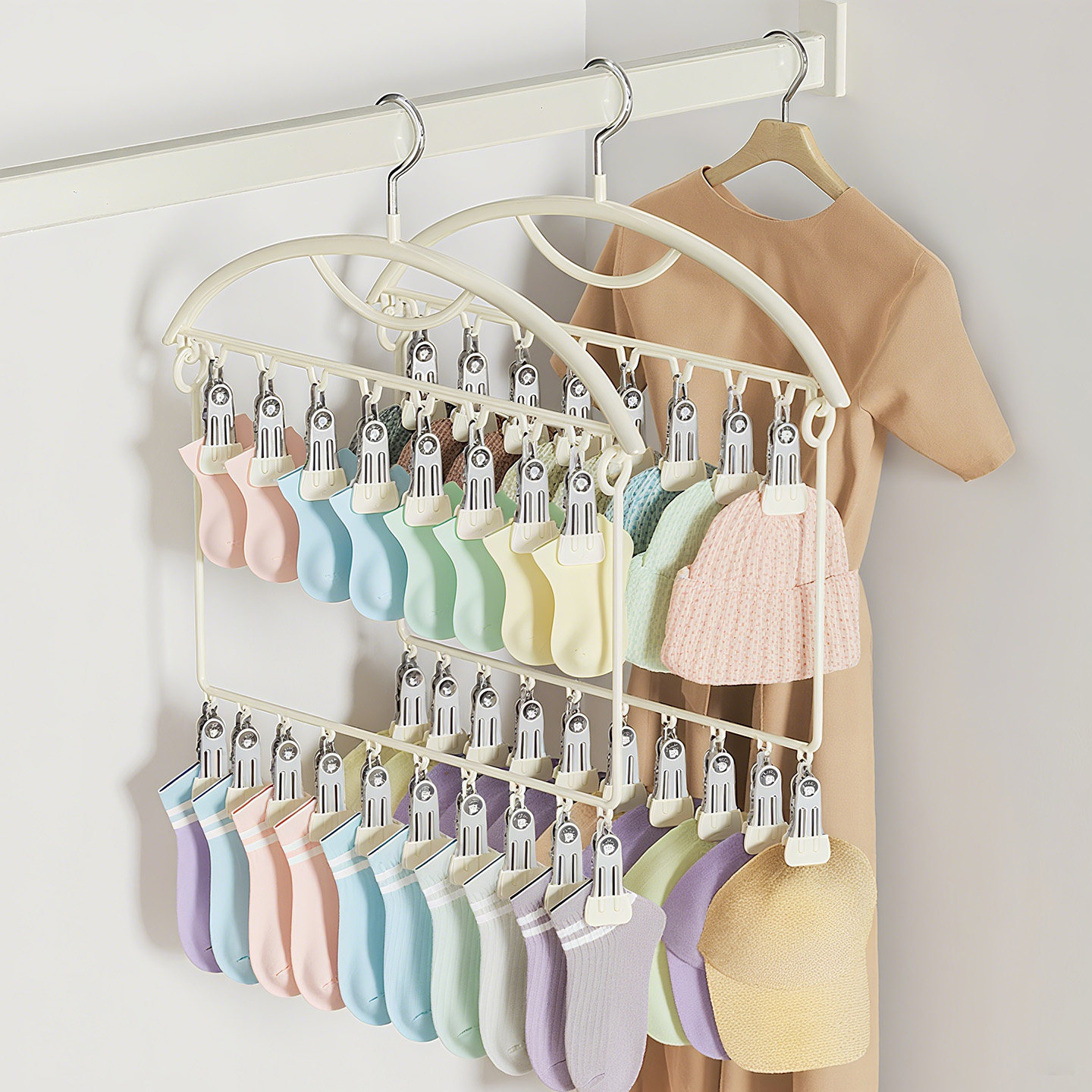 多夹子晾衣架新生婴儿童宝宝专用挂袜子晾晒架家用多功能收纳神器,收纳整理,多夹子晾衣架,淘宝优惠券,粉丝福利购,淘宝优惠卷