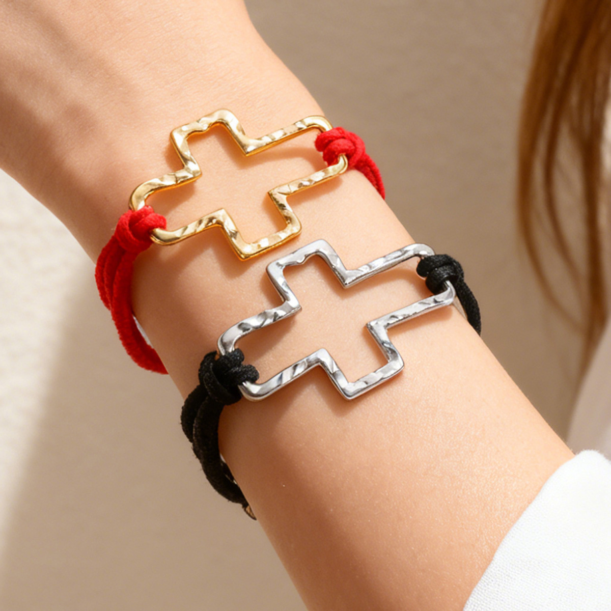 欧美跨境潮流十字架手环手链女镂