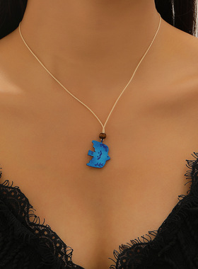 「飞鸟诗集」蓝色小鸟项链轻奢复