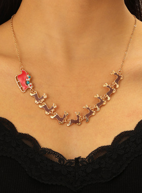 欧美跨境新款圣诞节项饰小众雪橇