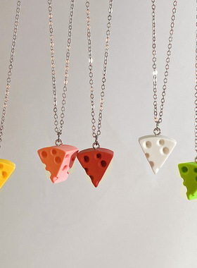 韩国森系甜美奶酪项链女 欧美ins风创意设计奶酪陷阱项链友谊项链