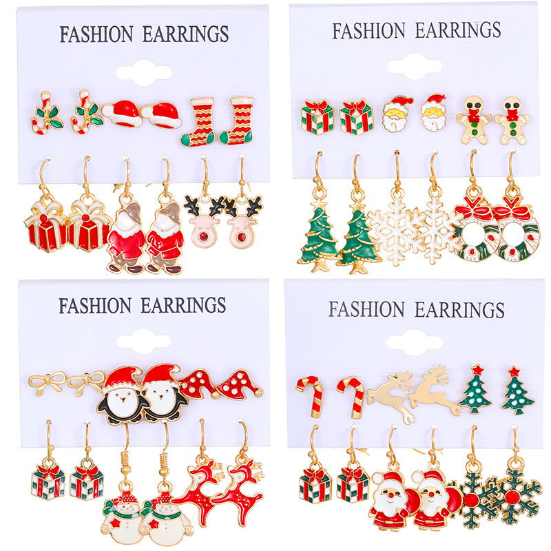 欧美圣诞节耳环套装组合ins合金