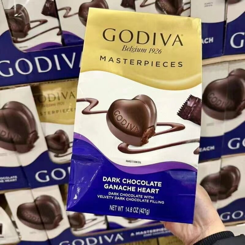 美国代购Godiva歌帝梵黑巧克力软心形夹心丝滑生日黑巧零食 421g