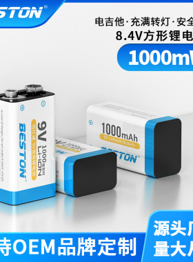 beston佰仕通 9V锂电充电电池套装 KTV麦克风电池 万用表电池