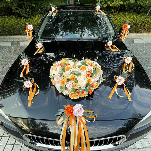 主婚车装饰车头花全套主车爱心花车装饰结婚副车全套车队套装布置