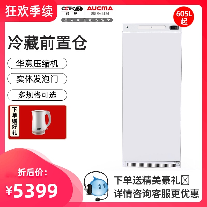 澳柯玛HF-600冰箱立式冷冻柜超市便利店前置仓冷藏大容量冰柜商用