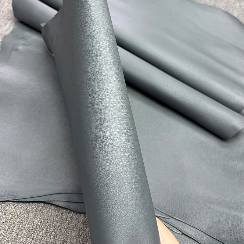 H家原版法羊牙签纹山羊皮头层真皮手工包包内里皮革石墨灰diy皮具