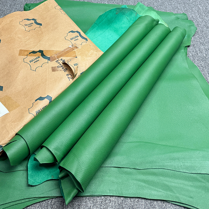 法国进口缩纹山羊皮H家原版JULLIEN法羊竹子绿包包内里奢护皮料