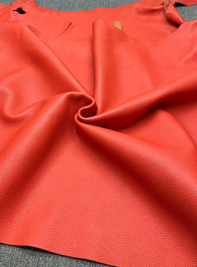 法国H家原版TC荔枝纹牛皮CLEMENCE皮料琳迪菜篮子手工diy皮具橙色