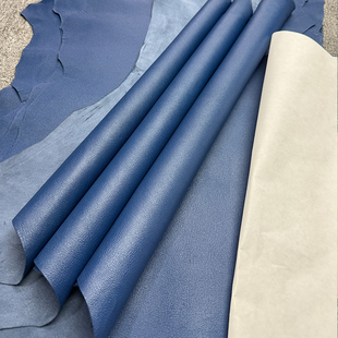 法国缩纹山羊皮H家原版法羊包包内里真皮料手工diy皮具宝石蓝