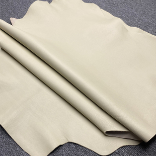 奶昔白缩纹国产山羊皮手工DIY法羊纹面料内里皮布料细纹头层羊皮