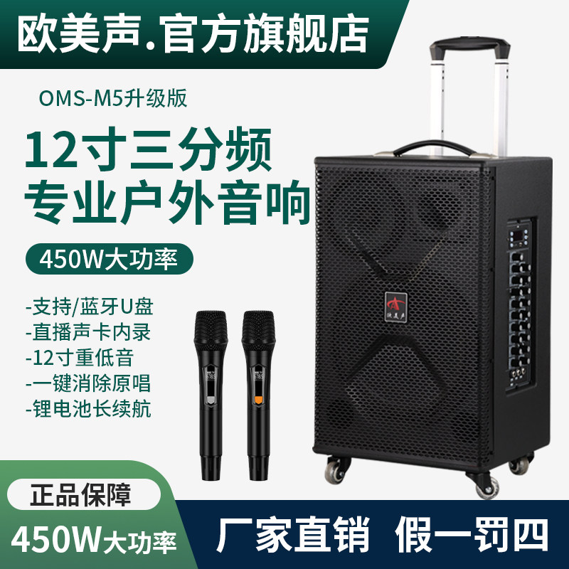 欧美声M5专业户外音响K歌唱歌大功率广场舞台三分频移动拉杆音箱