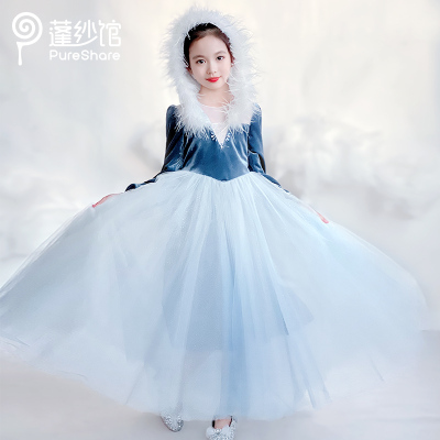 艾莎公主裙冰雪奇缘女童