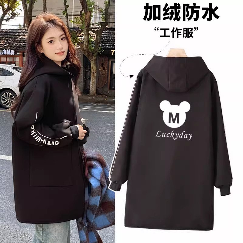冬季加绒加厚罩衣女外穿年轻款长袖围裙工厂车间上班穿工作服定制