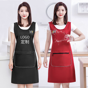 新款 商用餐饮专用工作服定制logo印字 坎肩围裙防水防油男女时尚