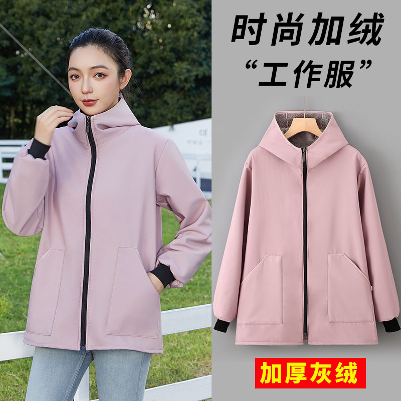 加厚灰绒正穿罩衣女外穿长袖围裙