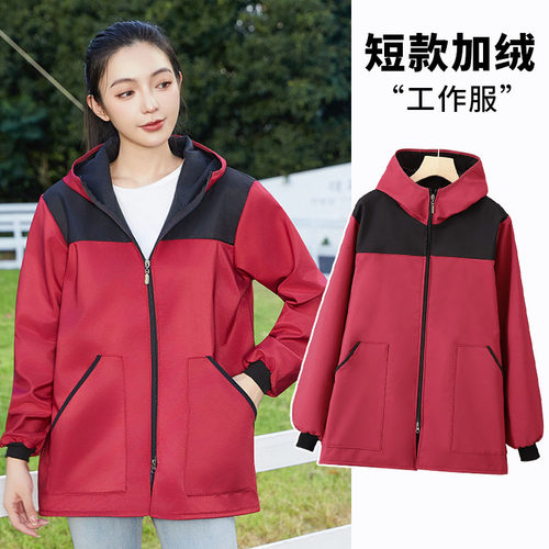 时尚短款加绒加厚正穿罩衣女长袖