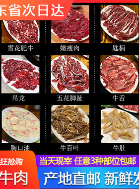 潮汕牛肉丸牛筋丸雪花吊龙五花趾广东肥牛肉当天新鲜切片火锅套餐