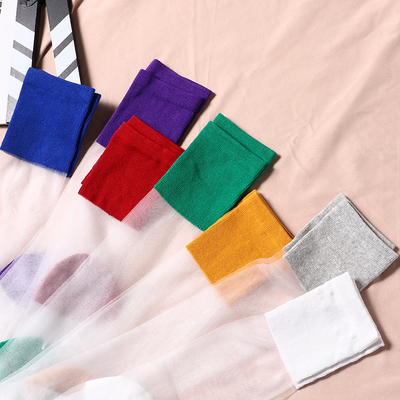 夏季超薄透明少女风素色小腿袜