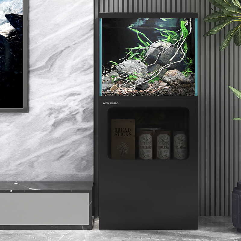 闽江鱼缸客厅家用带柜落地背滤超白水族箱生态免换水新款金鱼缸