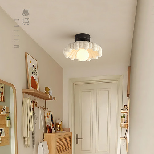中古奶油风花瓣走廊过道吸顶灯新款极简衣帽间楼梯玄关入户护眼灯