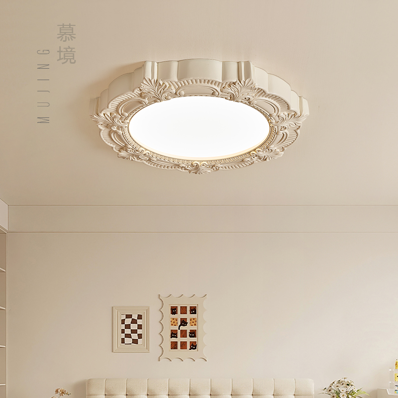 奶油风法式雕花吸顶灯圣诞树欧式复古客餐厅主卧房间高级感护眼灯