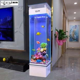 长方形落地鱼缸超白玻璃立式 奢逸鱼缸客厅小型水族箱家用 免换水