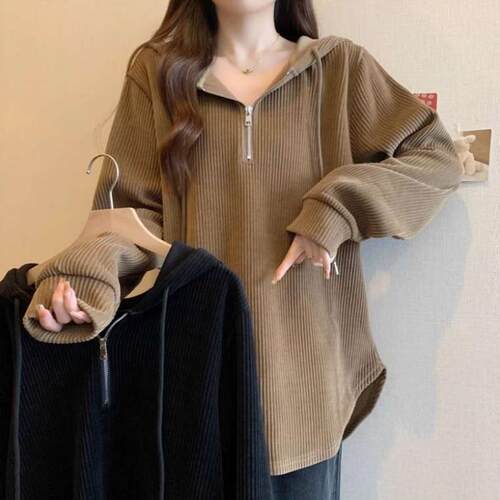 超大码300斤半拉链连帽卫衣